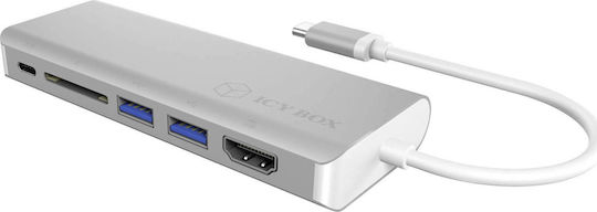 Icy Box USB-C Docking Station with HDMI 4K PD Ethernet White (IB-DK4034-CPD)