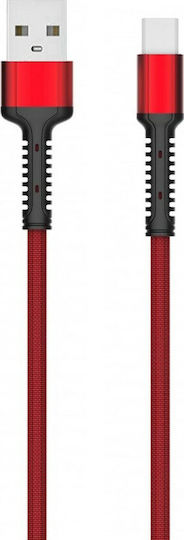 Ldnio LS63C Braided USB 2.0 Cable USB-C male - USB-A Red 1m