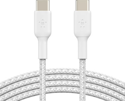 Belkin Împletit USB 2.0 Cablu USB-C bărbătesc - USB-C de sex masculin Alb 1m (CAB004bt1MWH)