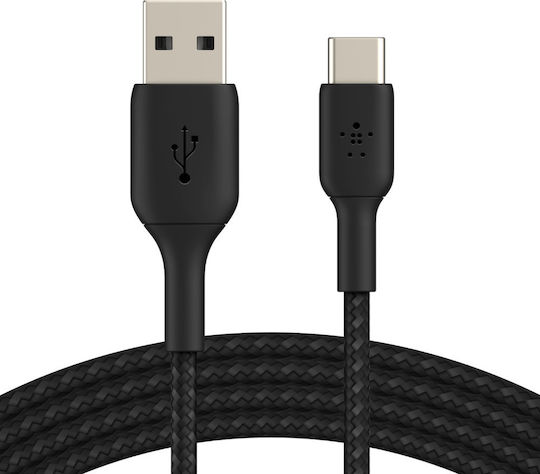 Belkin Braided USB 2.0 Cable USB-C male - USB-A 15W Μαύρο 2m CAB002bt2MBK