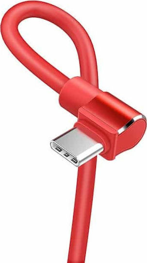 Hoco U37 Lange Roam Winkel (90°) / Regulär USB 2.0 Kabel USB Typ-C männlich - USB-A Rote 1.2m HC-U37-TYPEC-RED