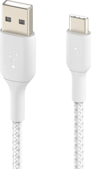 Belkin Braided USB 2.0 Cable USB-C Male - USB-A 15W White 2m CAB002BT2MWH