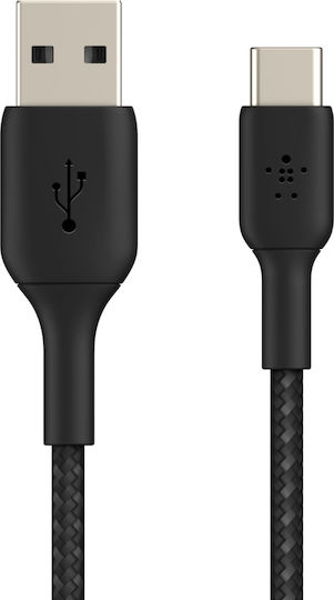 Belkin Braided USB 2.0 Cable USB-C Male - USB-A 15W Black 1m CAB002bt1MBK