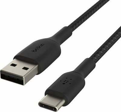 Belkin Braided USB 2.0 Cable USB-C male - USB-A male Μαύρο 1m (CAB002bt1MBK)