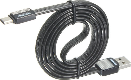 Remax Platinum RC-044a Flat USB 2.0 Cable USB-C male - USB-A Μαύρο 1m