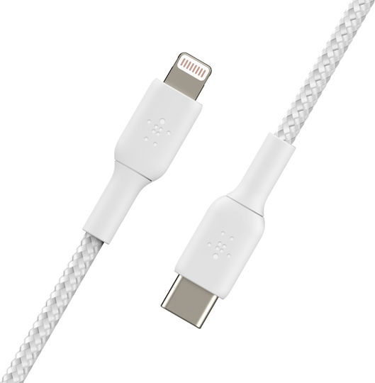 Belkin Braided USB-C to Lightning Cable 30W White 1m (CAA004bt1MWH)