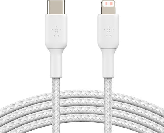 Belkin Braided USB-C to Lightning Cable 30W White 1m (CAA004bt1MWH)