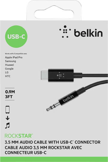 Belkin USB 2.0 Cable USB-C male - 3.5mm Μαύρο 0.9m F7U079bt03-BLK