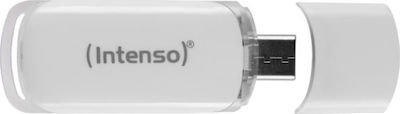 Intenso Flash Line 32ГБ USB 3.1 Стик с връзка USB-C Бял