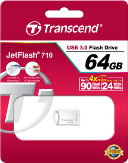 Transcend JetFlash 710 64GB USB 3.0 Стик Сребрист