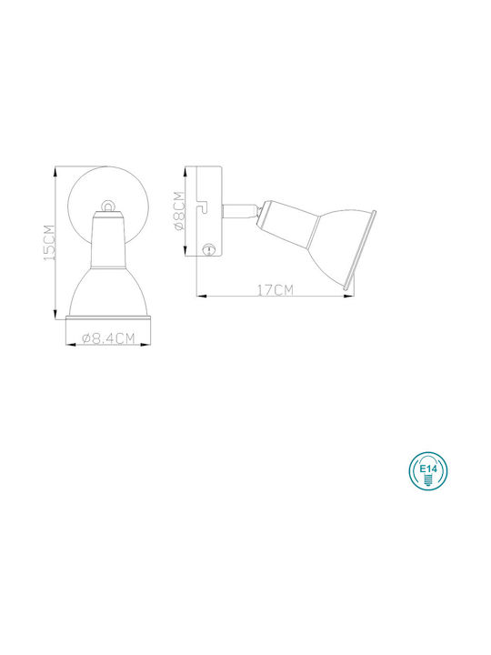 Globo Lighting Caldera Single Spot with Socket E14 in White Color