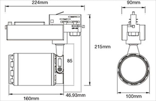V-TAC Single LED Cool White Spot in Black Color