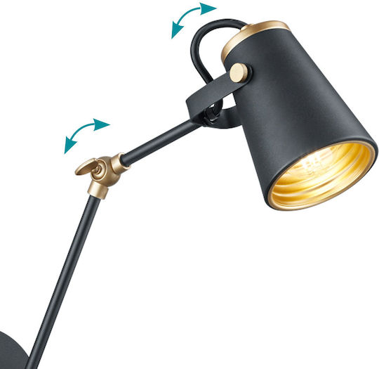 Trio Lighting Edward Single Spot with Socket E14 in Black Color