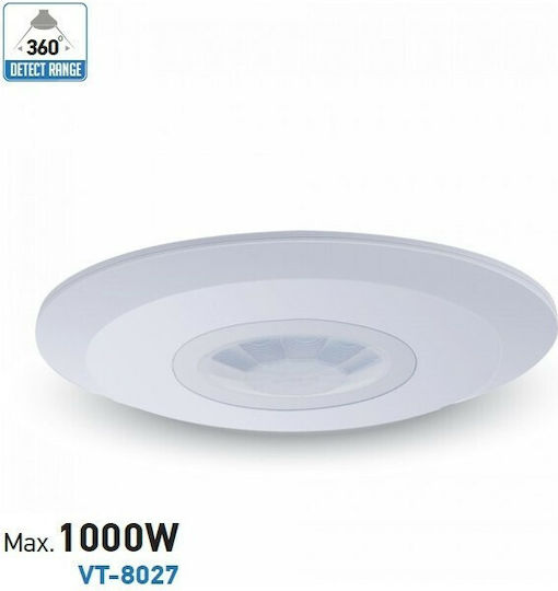 V-TAC VT-8027 Senzor De Mișcare Cu Fir Infraroșu 360° Rază De Acțiune 6m
