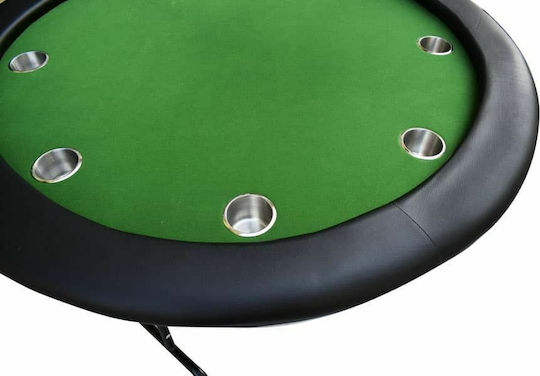 Poker Table Metal Foldable Green 120x120cm with Built-in Cup Holders 1pcs