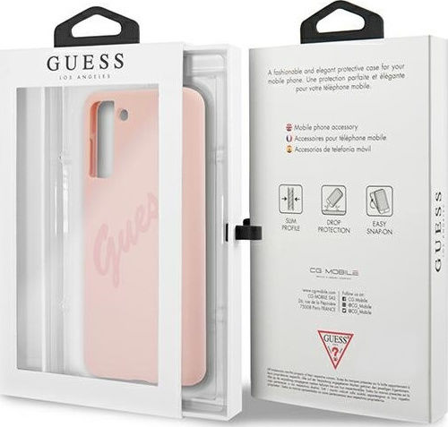 Guess Script Vintage Back Cover Πλαστικό Ροζ (Galaxy S21+ 5G)