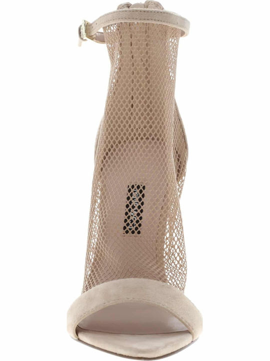 Women's Sandals Gotbank Beige with Thin High Heel