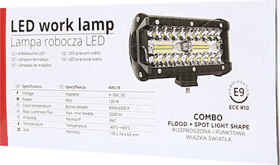 AMiO AWL19 Правоъгъленς Водоустойчив Фарове Фар за кола LED Универсален 9-32V 120W 74см 1бр