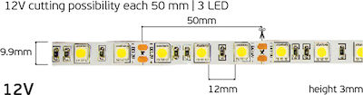 VK Lighting LED Streifen Versorgung 12V mit Orange Licht Länge 5m und 60 LED pro Meter SMD5050