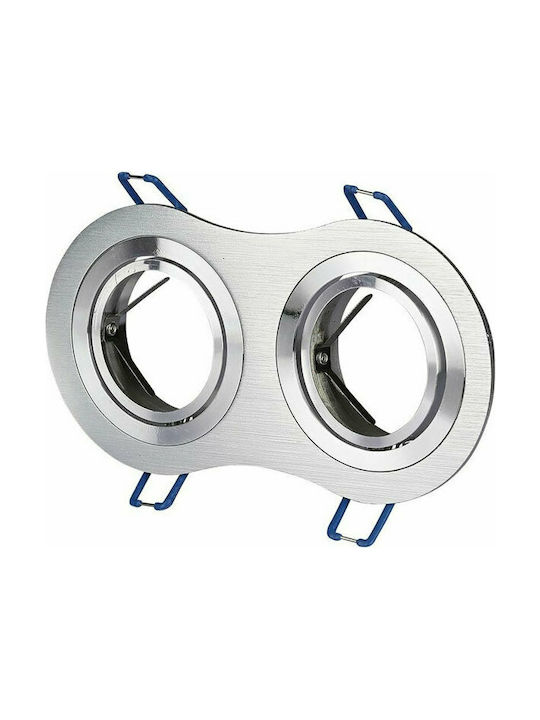 V-TAC Rechteckig Metallisch Rahmen für Spots GU10 MR16 Doppelt verstellbar Silber 17.3x9.1cm.
