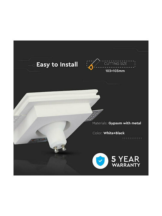V-TAC Square Plaster Frame for Spot GU10 Copper 10x10cm. 1pcs