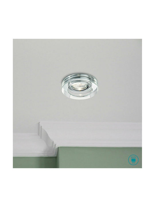 Ideal Lux Blues Round Glass Recessed Spot with Socket GU10 Transparent 9.5x9.5cm. 3pcs