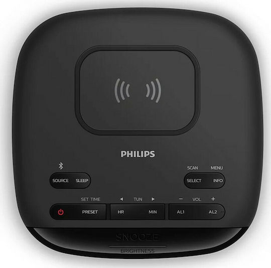 Philips Масови Дигитален Часовник с Индикатори с Будилник Радио и Безжично Зареждане TAR7705/10
