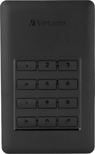 Verbatim Store 'n' Go Secure with Keypad Access USB 3.1 External 2.5" HDD 2TB Black