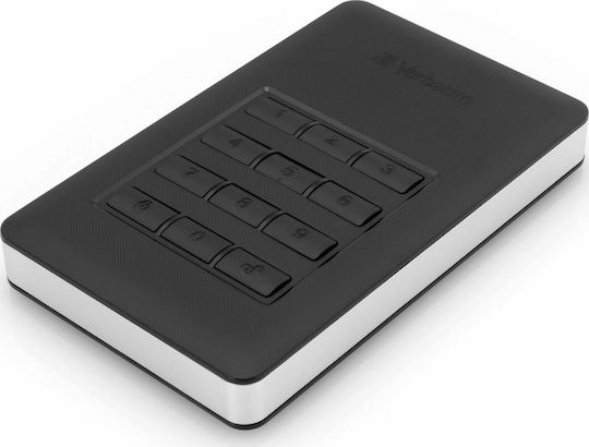 Verbatim Store 'n' Go Secure with Keypad Access USB 3.1 External 2.5" HDD 2TB Black