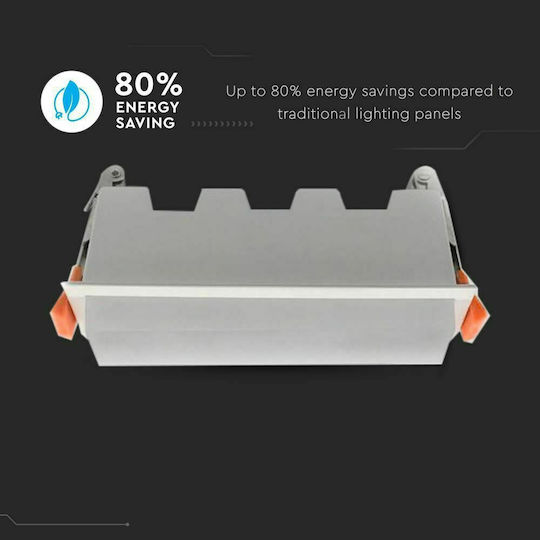 V-TAC Παραλληλόγραμμο Χωνευτό LED Panel 10W με Ψυχρό Λευκό Φως 6400K 16x4.5εκ.