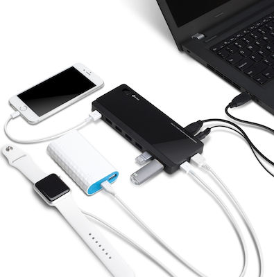 TP-LINK v1 USB 3.0 Hub 7 Porturi cu conexiune USB-A și Port de încărcare și Alimentare Externă