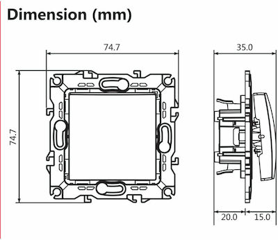 Aca Prime Recessed Electrical Lighting Wall Switch no Frame Basic Aller Retour Ivory