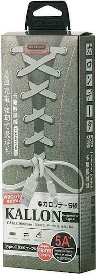 WK Flat USB 2.0 to micro USB Cable Λευκό 1m (WDC-070m)