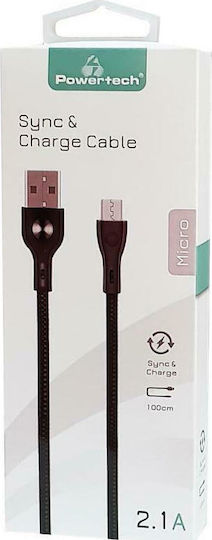 Powertech Braided USB 2.0 to micro USB Cable Μαύρο 1m (PTR-0004)