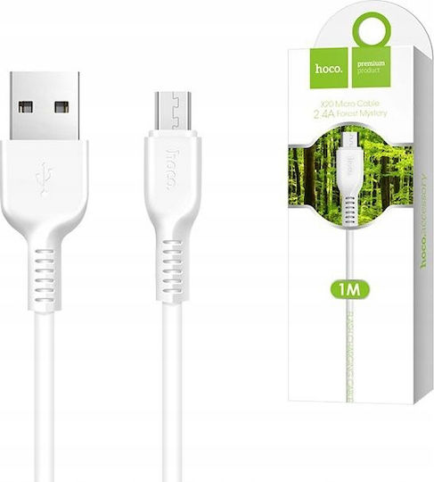 Hoco Regular USB 2.0 to micro USB Cable Λευκό 1m (X20 Flash)
