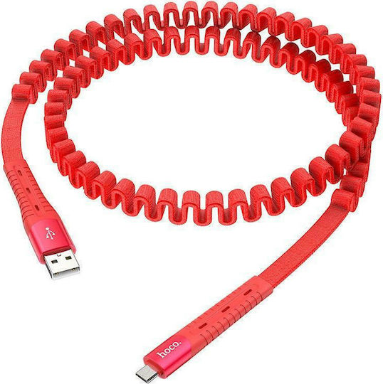 Hoco Flat USB 2.0 to micro USB Cable Κόκκινο 1.2m (U78)