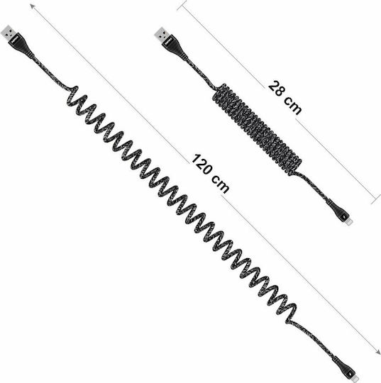 Remax Braided USB 2.0 to micro USB Cable Μαύρο 1.2m (Super Spring)