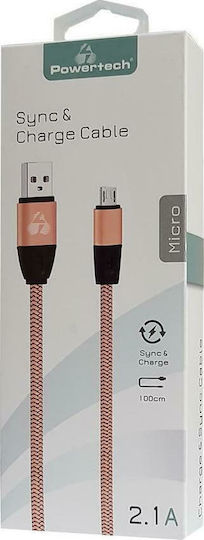 Powertech Flat USB 2.0 to micro USB Cable Χρυσό 1m (PTR-0033)