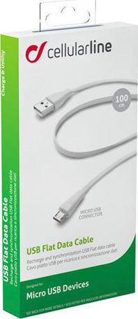 Cellular Line Flat USB 2.0 to micro USB Cable Λευκό 1m (USBDATACMICROUSBW)
