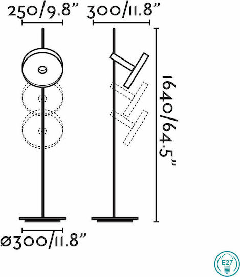 Faro Barcelona Whizz Stehleuchte H164xB30cm. mit Fassung für Lampe E27 Gold
