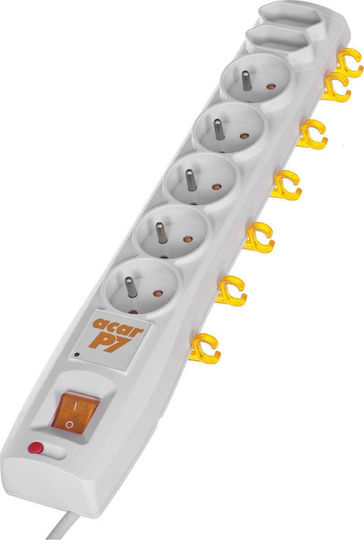 Acar P7 Power Strip with Surge Protection 7 Positions with Switch and Cable 1.5m Gray