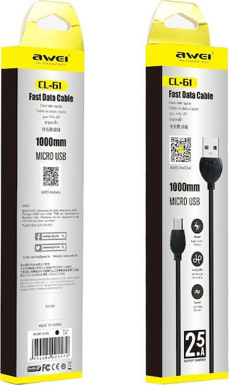 Awei Regular USB 2.0 to micro USB Cable Λευκό 1m (CL-61)