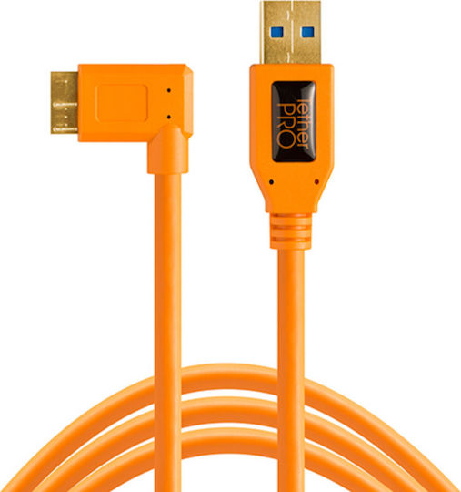 Tether Tools Unghi (90°) USB 3.0 spre micro USB Cablu Portocaliu 4.6m (TET-CU61RT15-ORG) 1buc