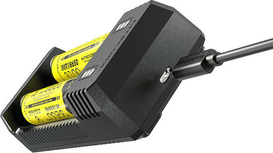 NiteCore UI2 USB Charger 2 Batteries Li-ion Size 18650/16340/26650/14500