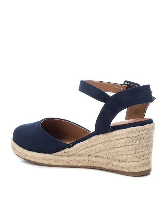 Refresh Women's Suede Ankle Strap Platforms Navy Blue