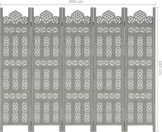 vidaXL Dekorativer Raumteiler Hölzernes mit 5 Paneelen 200x165cm