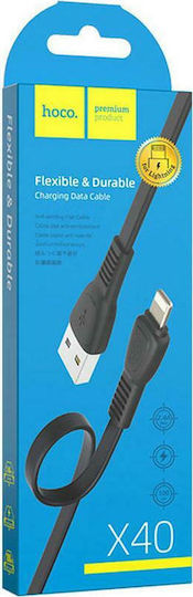 Hoco X40 Noah Flach USB-A zu Lightning Kabel Schwarz 1m