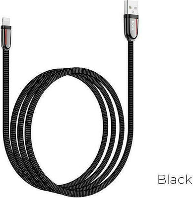Hoco U74 Grand Geflochten / Flach USB-A zu Lightning Kabel Schwarz 1.2m (HC-U74LBK)