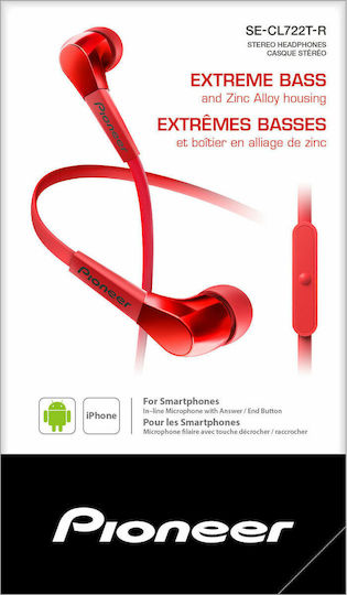 Pioneer SE-CL722T In-ear Handsfree with 3.5mm Connector Red