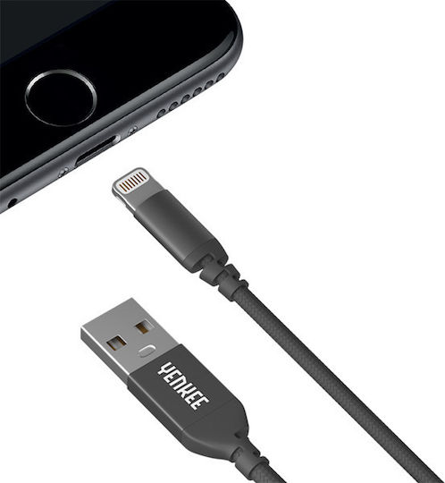 Yenkee Braided USB to Lightning Cable Μαύρο 1m (YCU 611 BK)